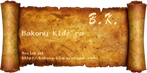 Bakony Klára névjegykártya