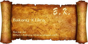 Bakony Klára névjegykártya